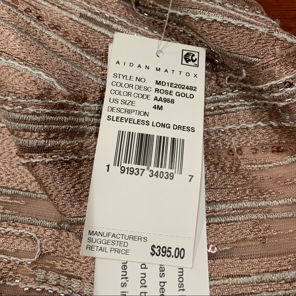 AIDAN MATTOX Sleeveless long dress size 4